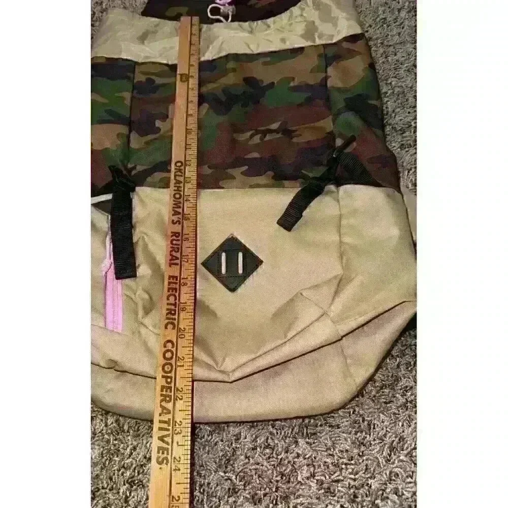 Jansport The‎ Pike Backpack Surplus Camo Pink Accents Unisex Drawstring Buckle